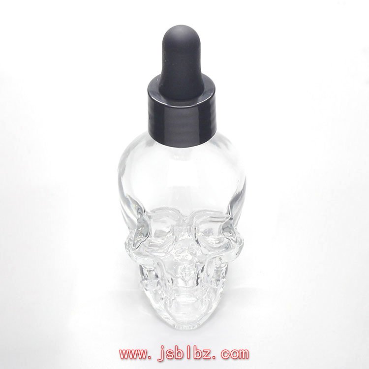 高档骷髅头玻璃滴管瓶电子烟油瓶化妆品瓶