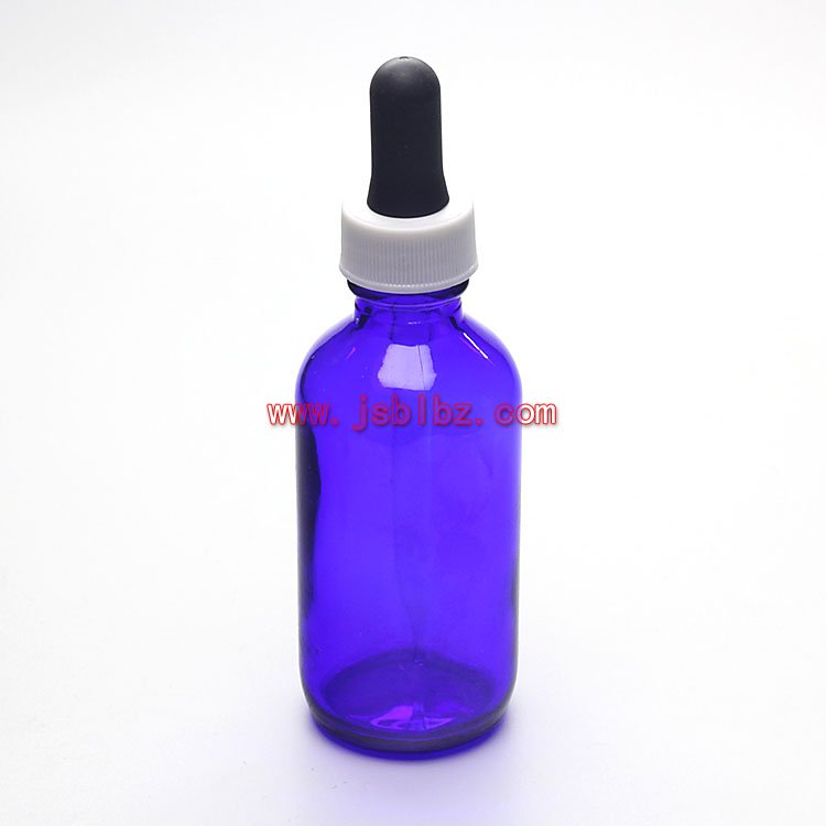 60ML蓝色玻璃滴管瓶药用玻璃瓶可丝印烫金喷涂蒙