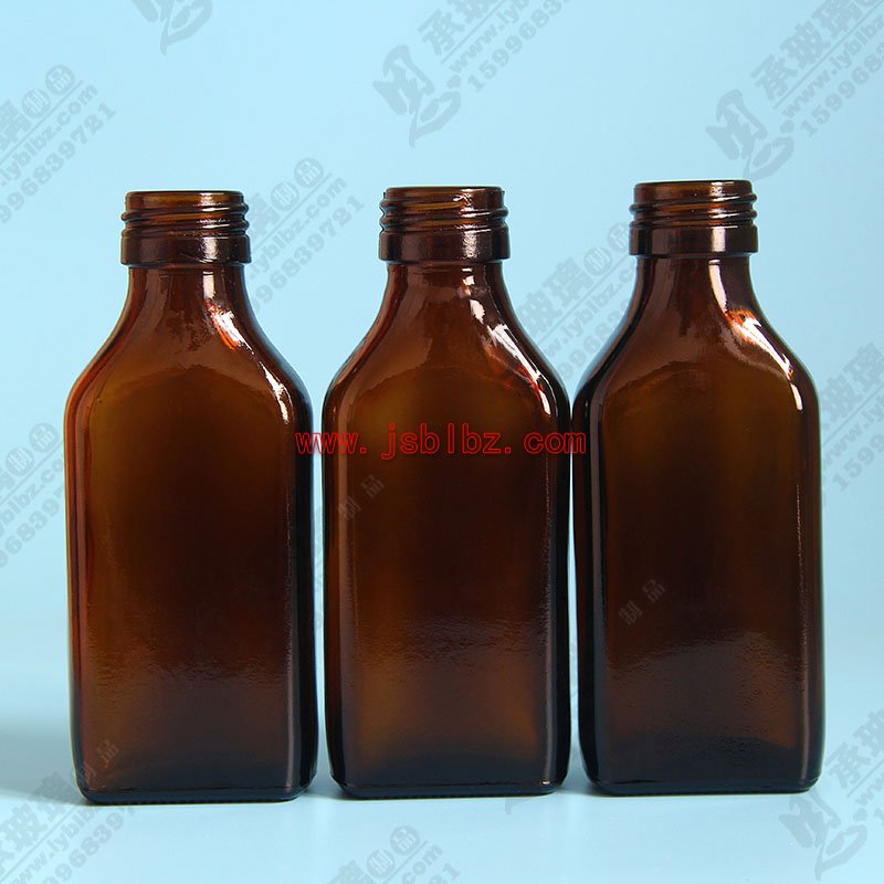 100ml口服液瓶扁平形棕色玻璃瓶食品级